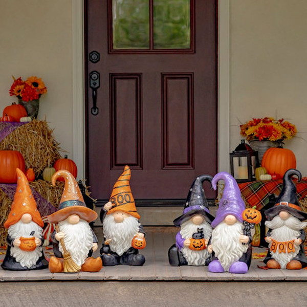 Halloween Garden Gnomes Set of Six Statues